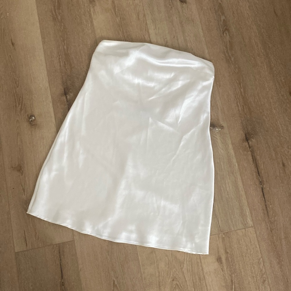 Mini strapless white silk dress size S